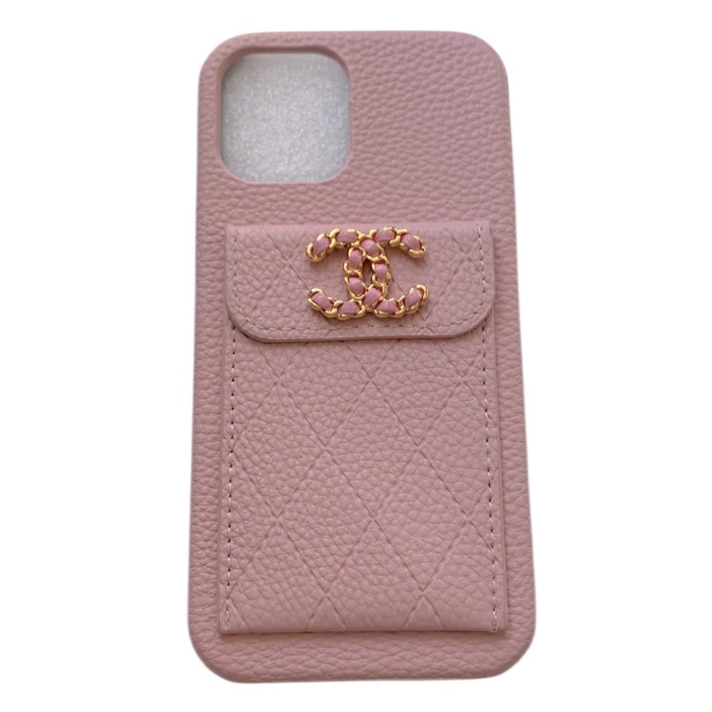 📱Chanel style Luxury Pink iPhone 12 Pro-Max Case with Gold CC Accent 📱 - Picture 4 of 5